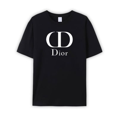 Dior White Logo Black Luxury Brand Limited Unisex T-Shirt Cotton Tee TBT1142