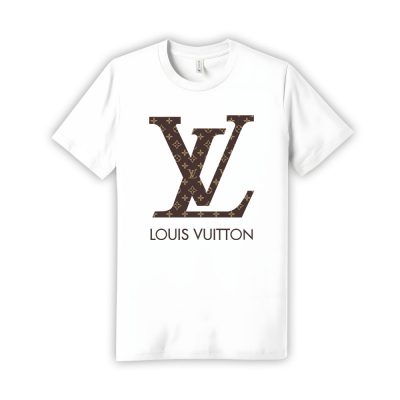 Louis Vuitton Brown Logo Black Luxury Brand Limited Unisex T-Shirt Cotton Tee TBT1156