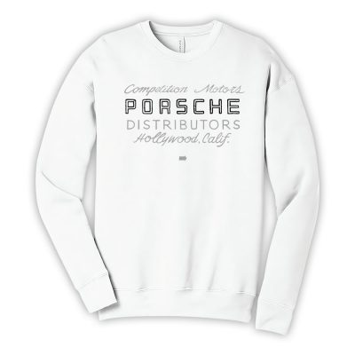 White Competition Motors Vintage Door Lettering Premium Porsche Unisex Cotton Pullover Sweatshirt TBS1401